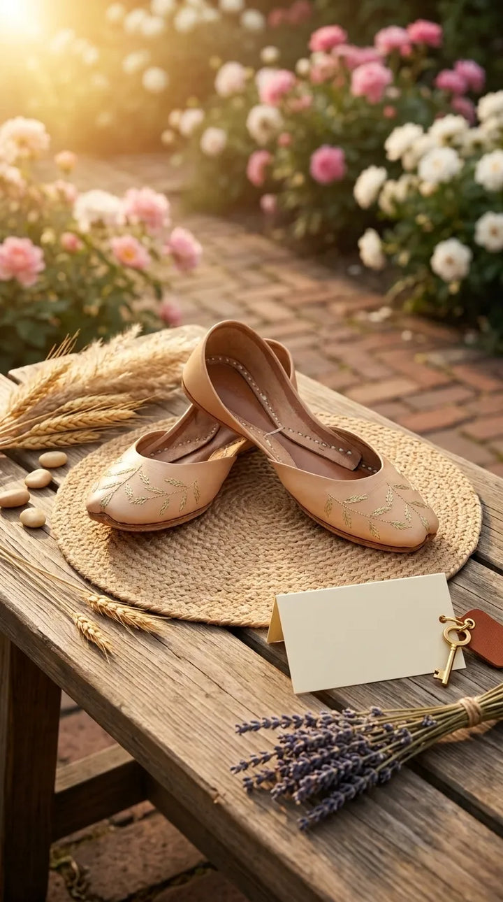 Fawn Leather Khussa For Women EC8889