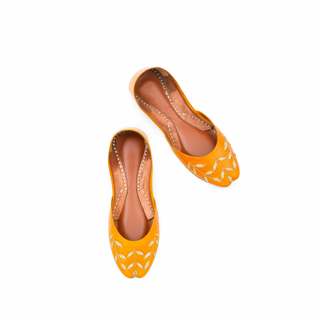 Yellow Leather Khussa For Women EC8889