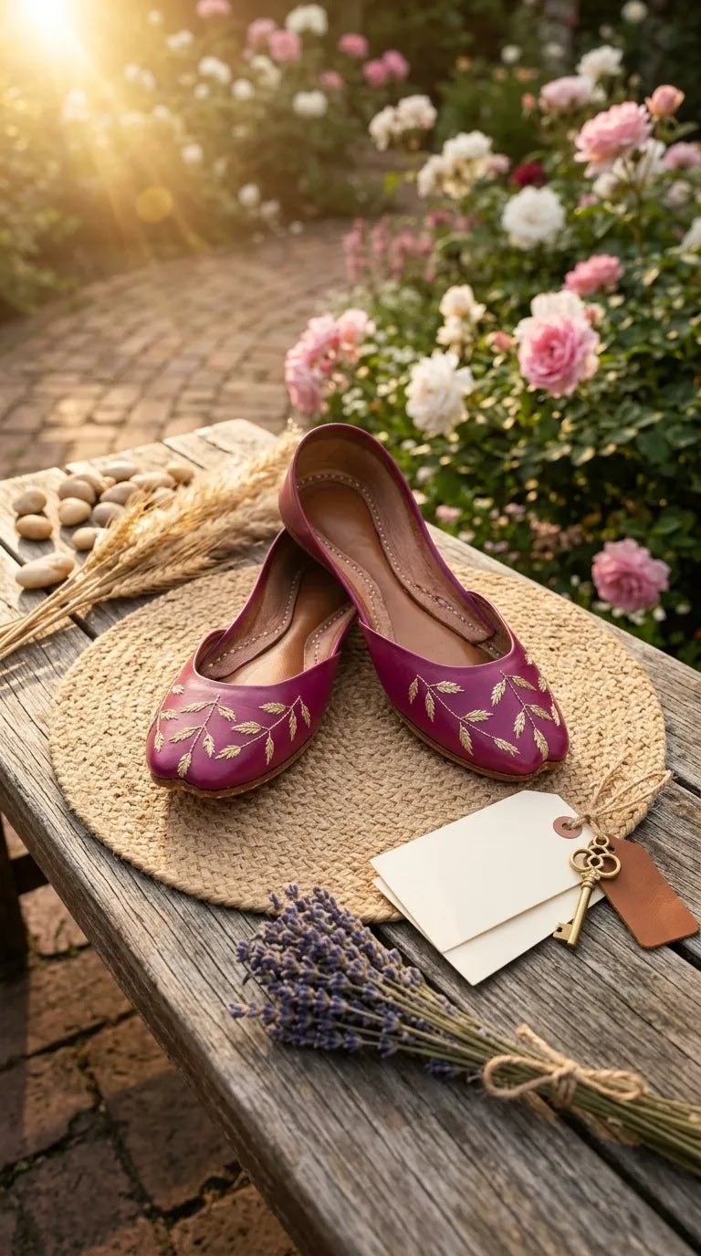 Pink Leather Khussa For Women EC8889
