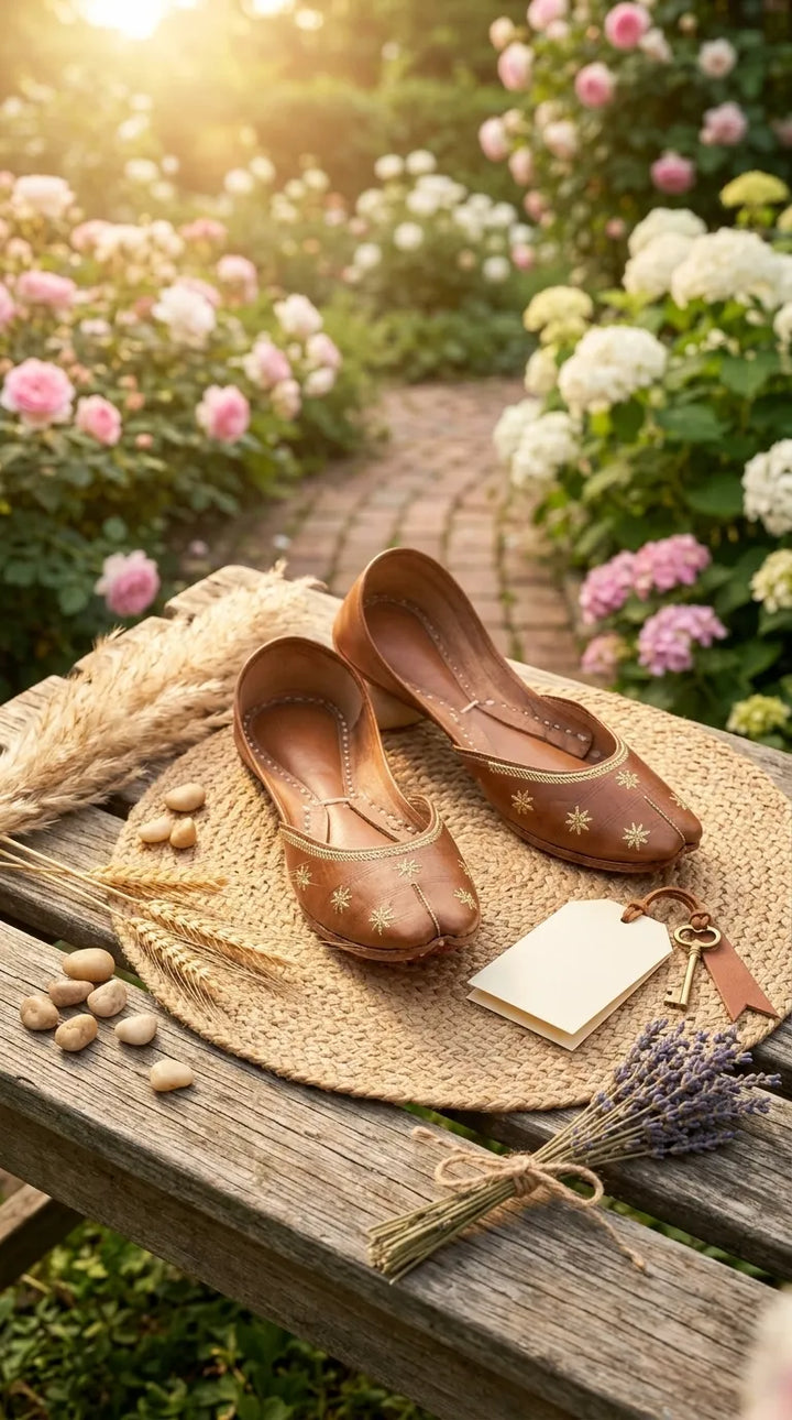 Brown Leather Khussa For Women EC8890