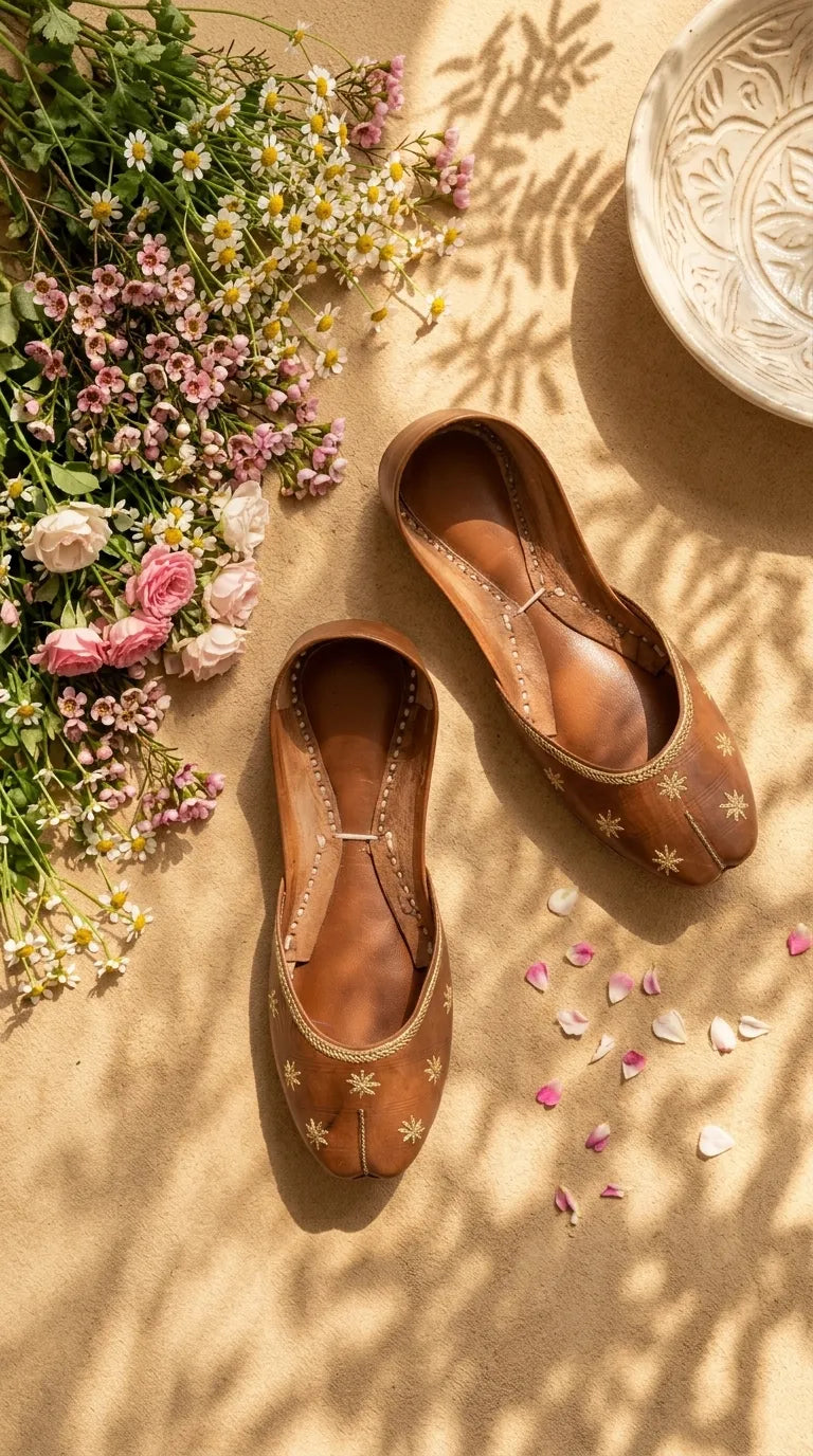 Brown Leather Khussa For Women EC8890