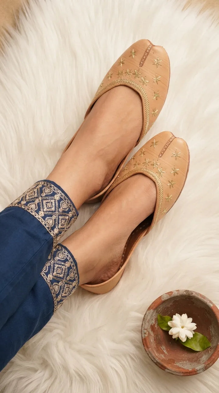 Fawn Leather Khussa For Women EC8890