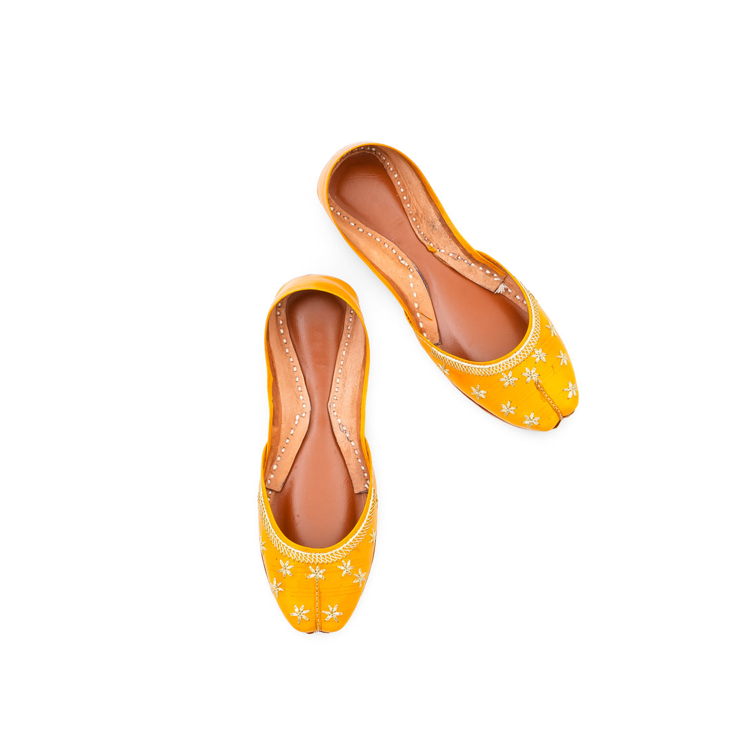 Yellow Leather Khussa For Women EC8890