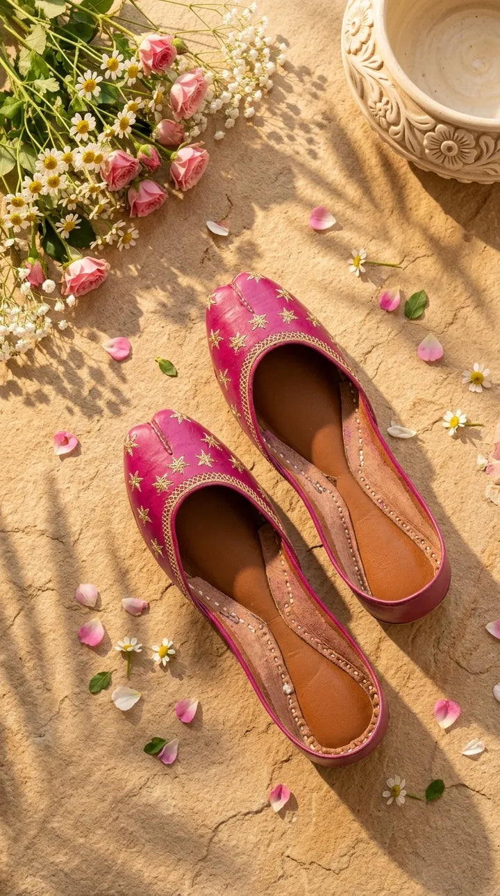Pink Leather Khussa For Women EC8890