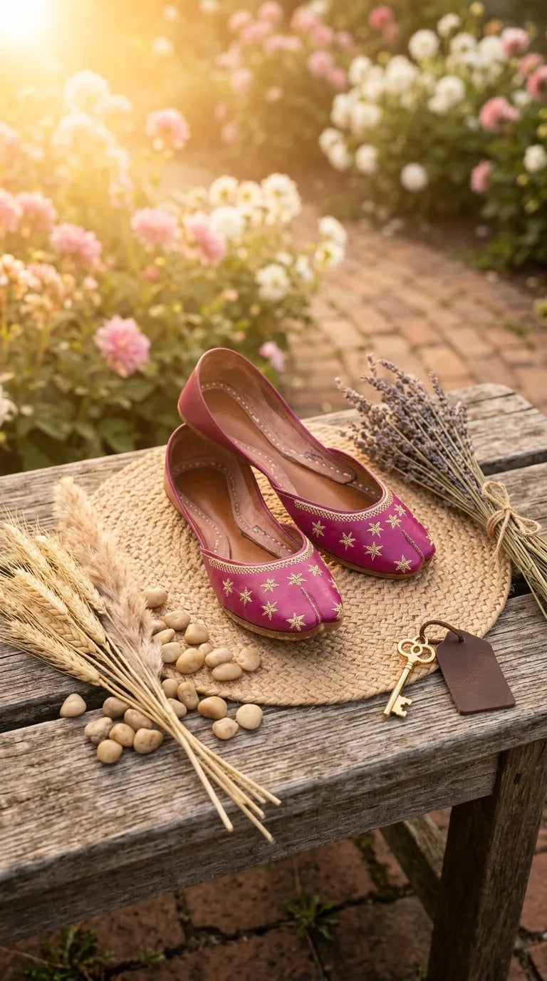 Pink Leather Khussa For Women EC8890