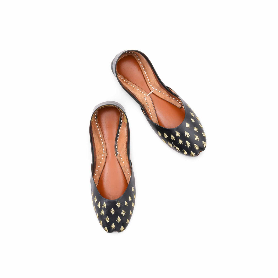 Black Leather Khussa For Women EC8891