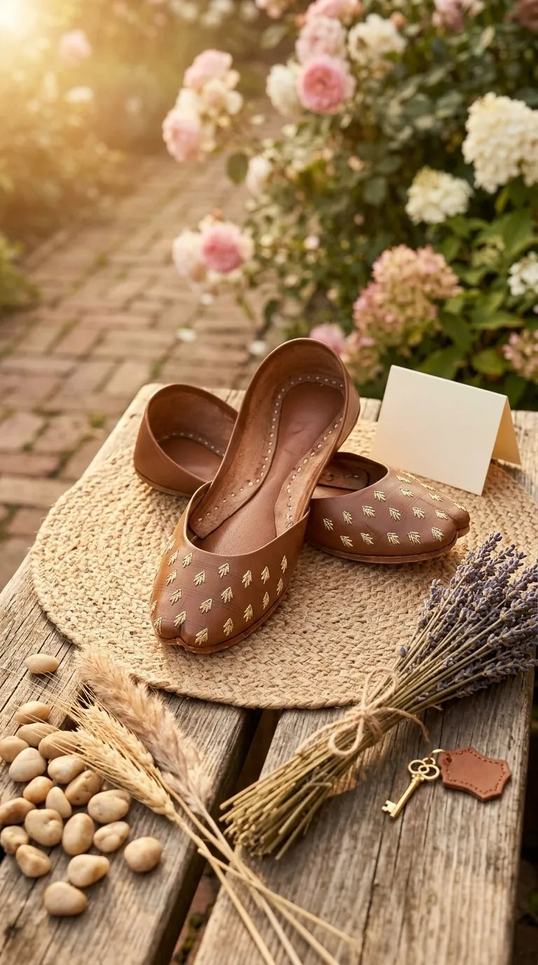 Brown Leather Khussa For Women EC8891