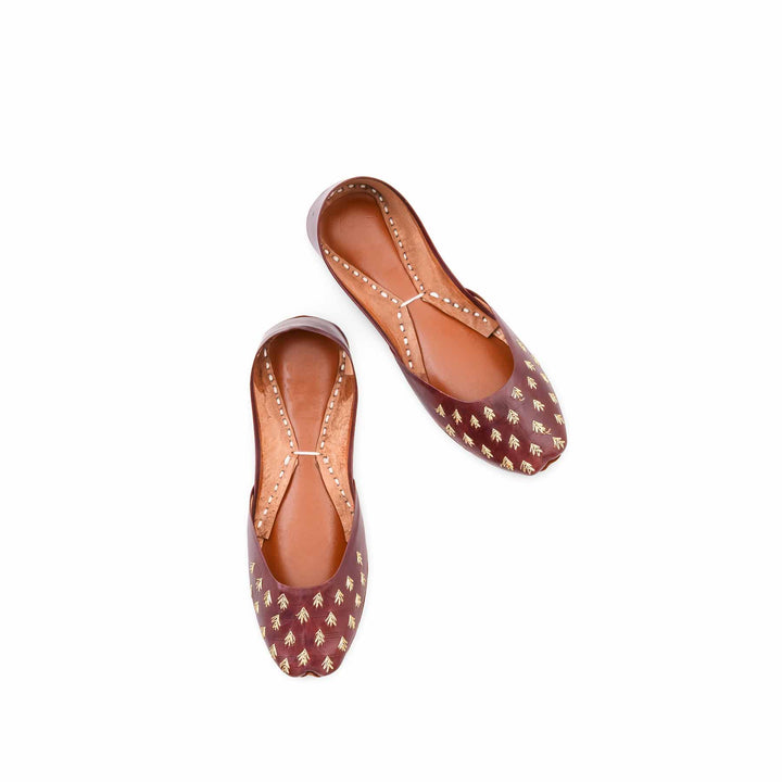 Maroon Leather Khussa For Women EC8891
