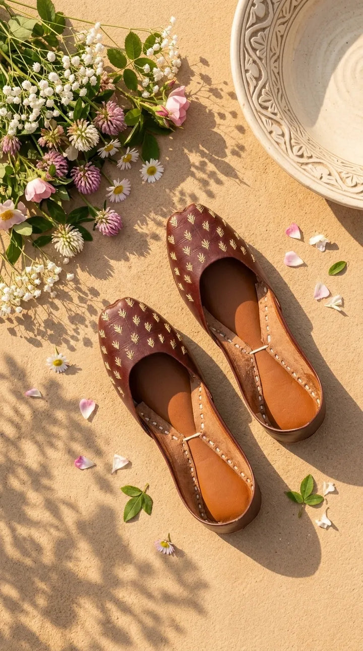 Maroon Leather Khussa For Women EC8891
