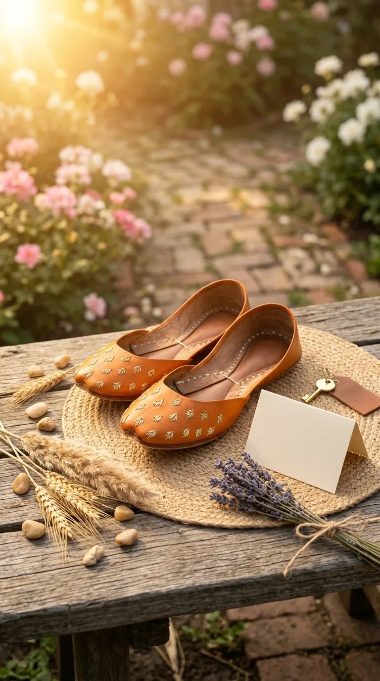 Orange Leather Khussa For Women EC8891