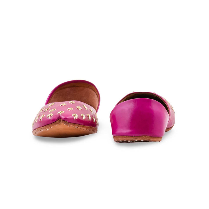 Pink Leather Khussa For Women EC8891