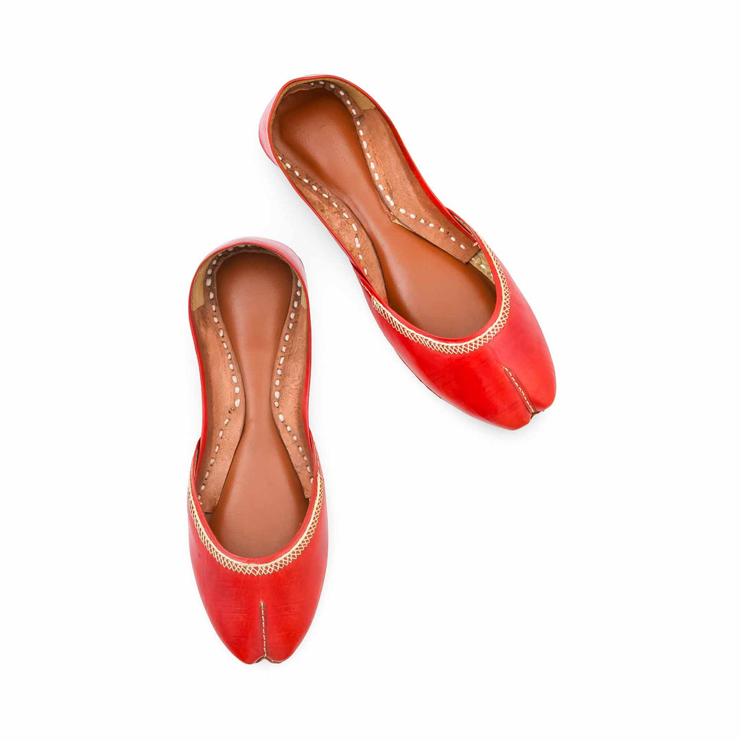 Red Leather Khussa For Women EC8892