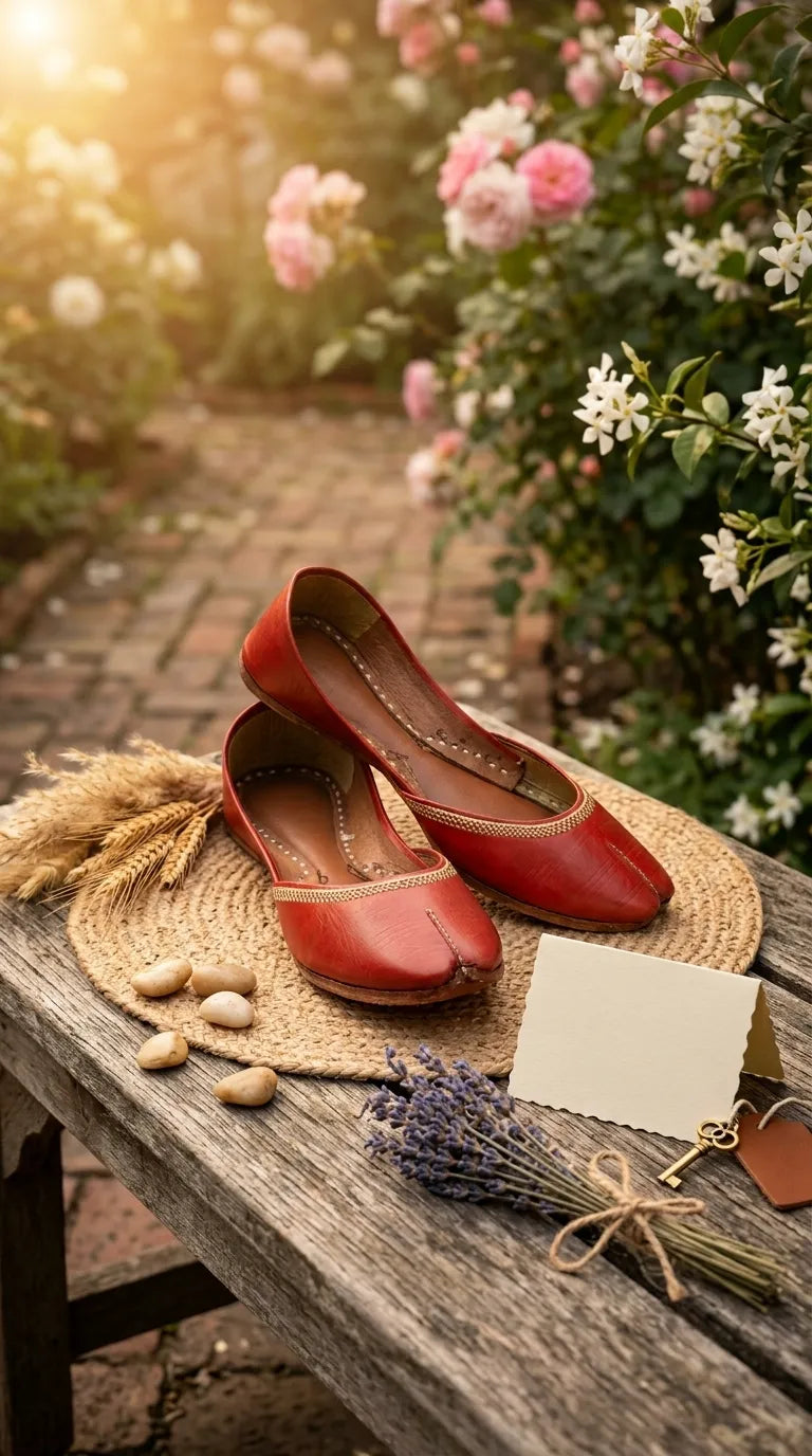 Red Leather Khussa For Women EC8892