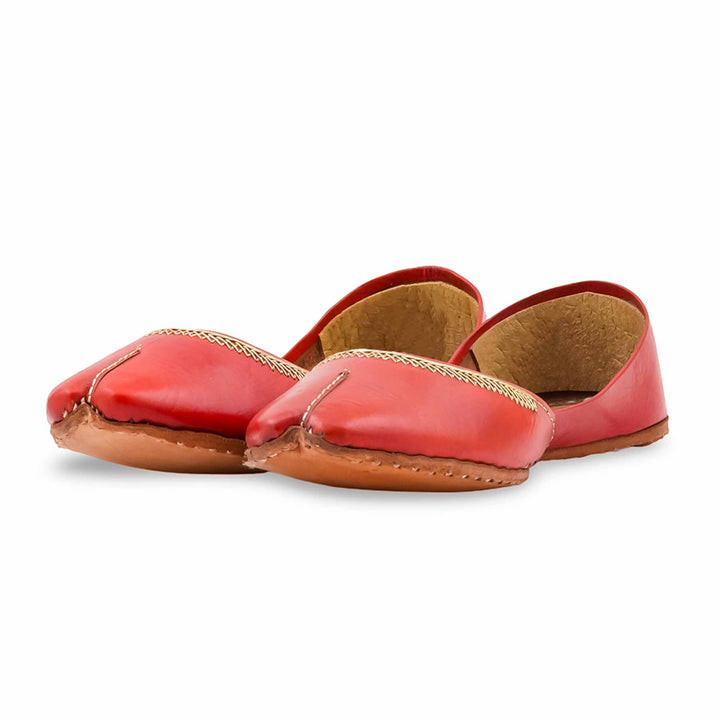 Red Leather Khussa For Women EC8892