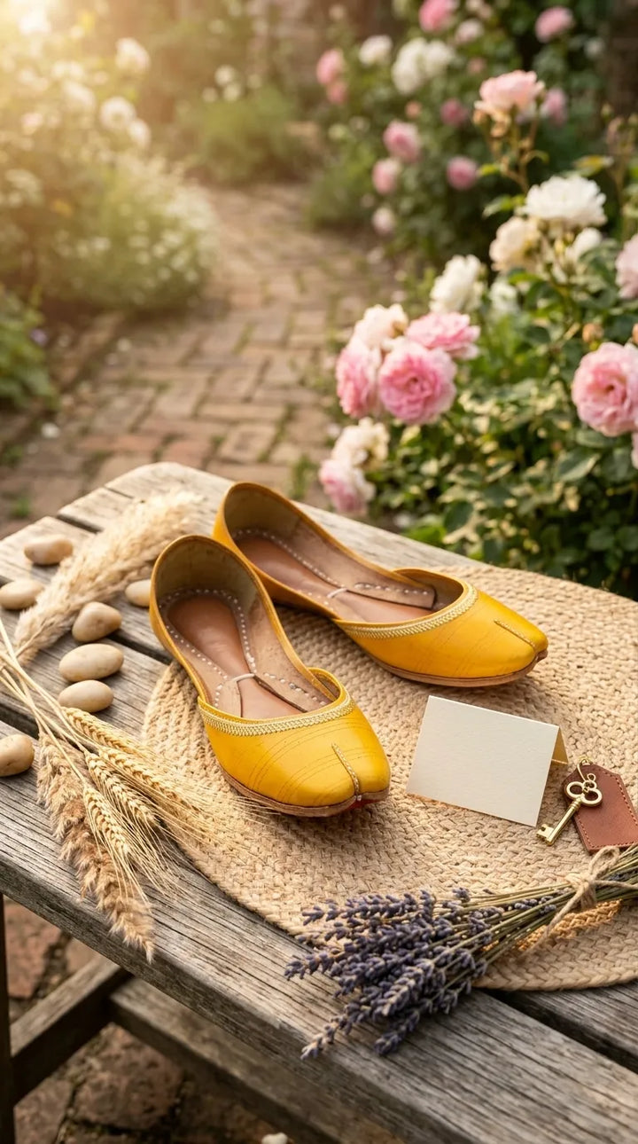 Yellow Leather Khussa For Women EC8892