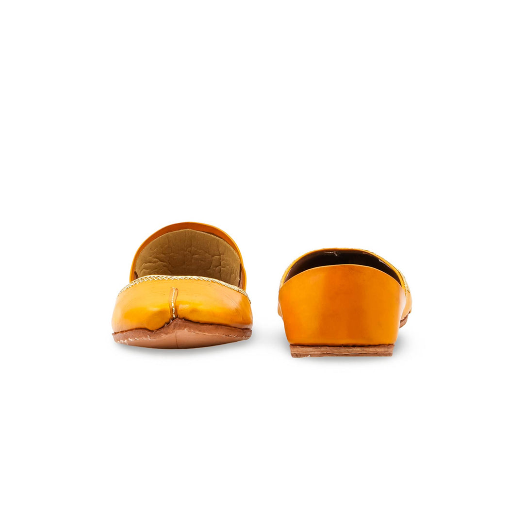 Yellow Leather Khussa For Women EC8892