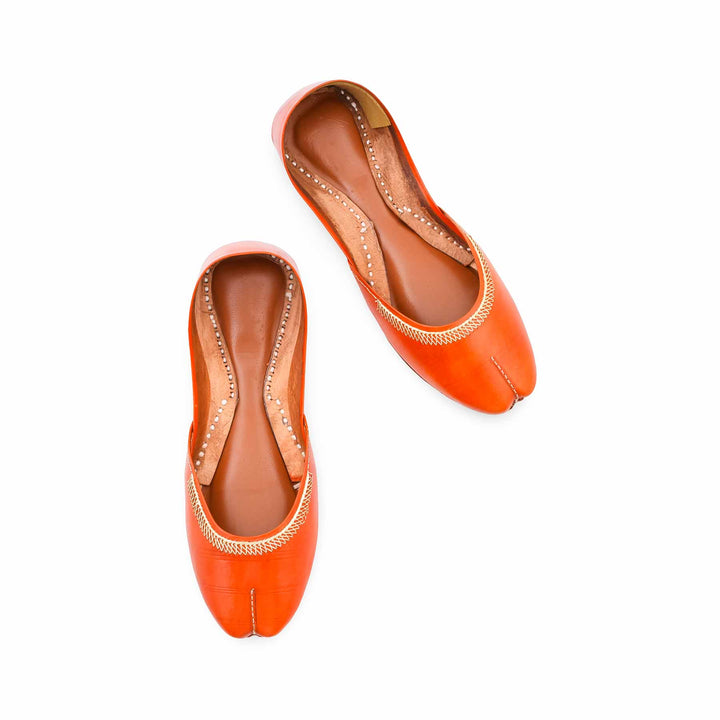 Orange Leather Khussa For Women EC8892