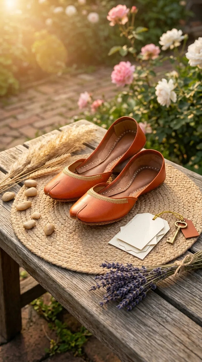 Orange Leather Khussa For Women EC8892