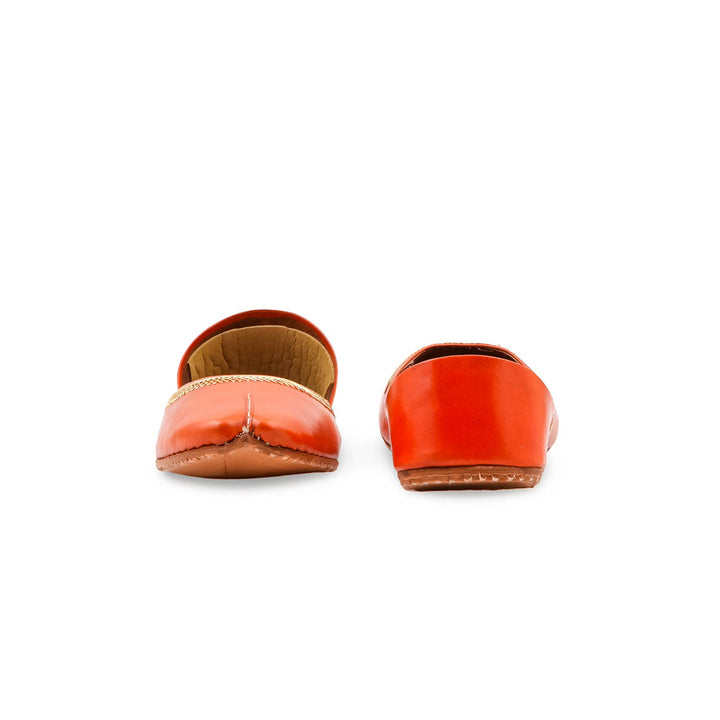Orange Leather Khussa For Women EC8892