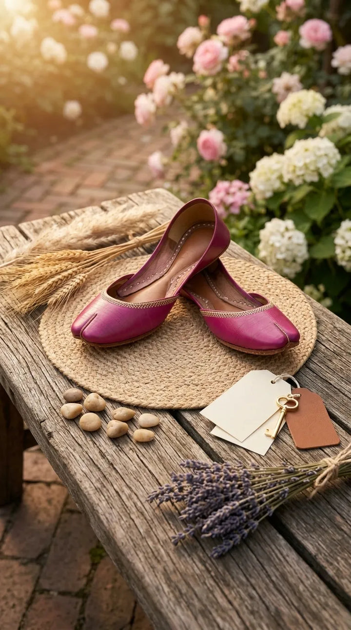 Pink Leather Khussa For Women EC8892