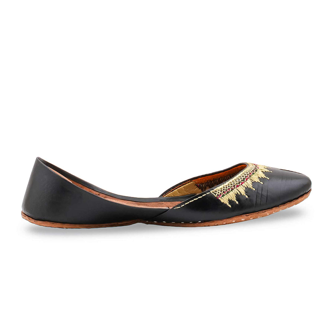 Black Leather Khussa For Women EC8893