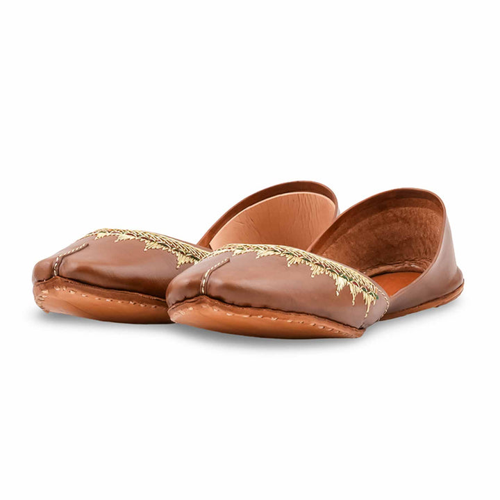 Brown Leather Khussa For Women EC8893