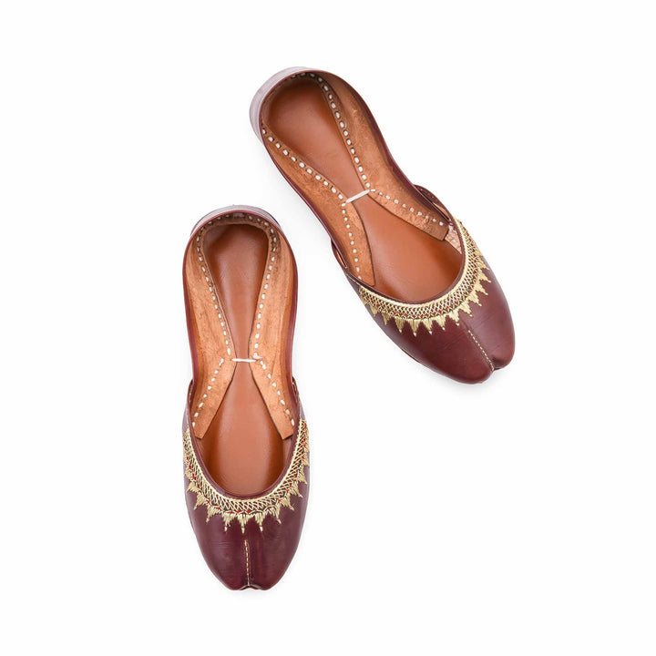 Maroon Leather Khussa For Women EC8893