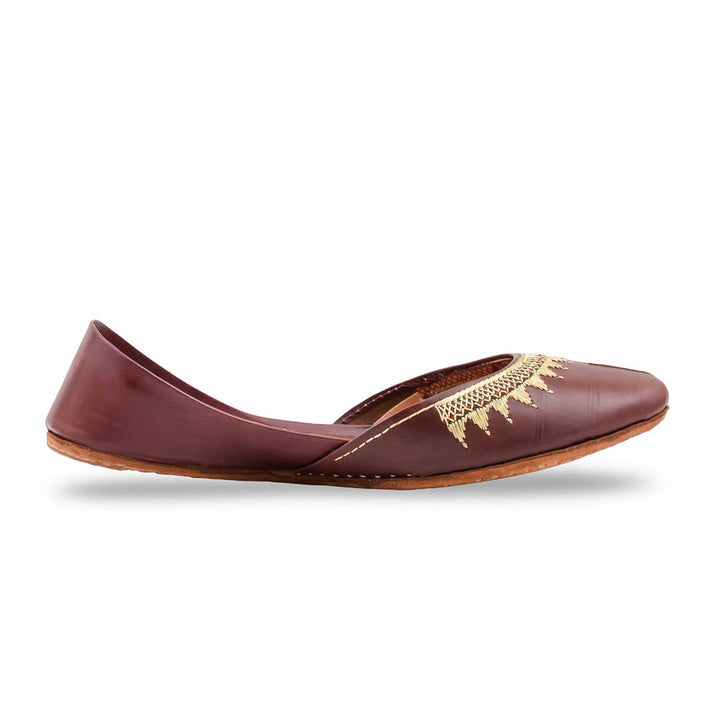 Maroon Leather Khussa For Women EC8893
