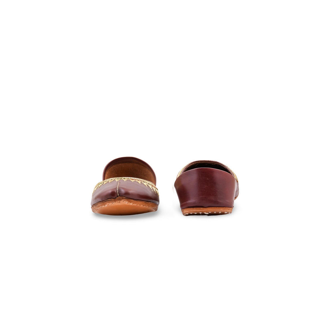 Maroon Leather Khussa For Women EC8893