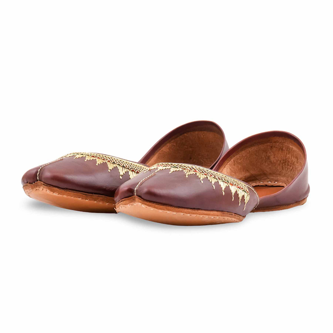 Maroon Leather Khussa For Women EC8893