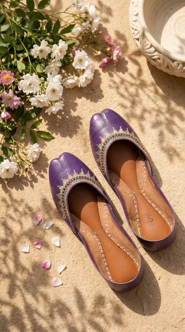 Blue Leather Khussa For Women EC8893