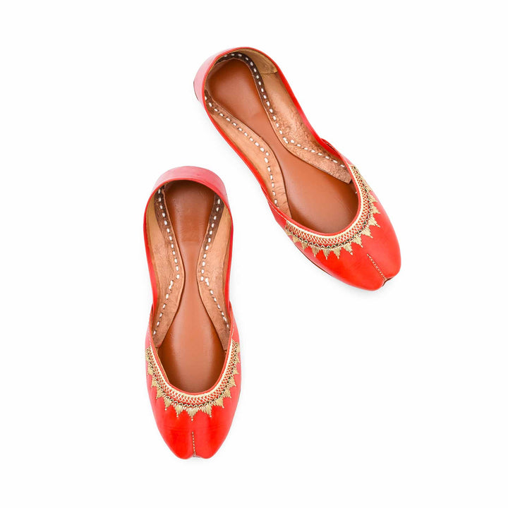 Red Leather Khussa For Women EC8893