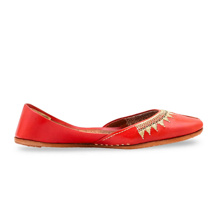 Red Leather Khussa For Women EC8893