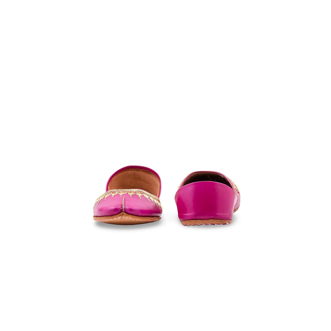 Pink Leather Khussa For Women EC8893
