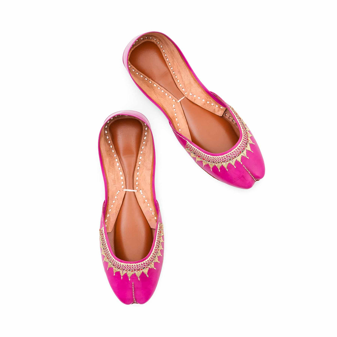 Pink Leather Khussa For Women EC8893