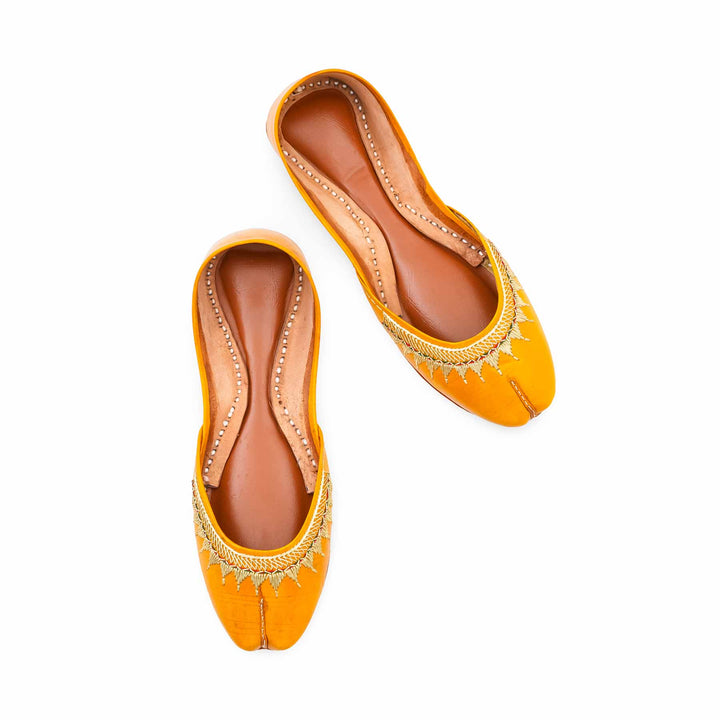 Yellow Leather Khussa For Women EC8893