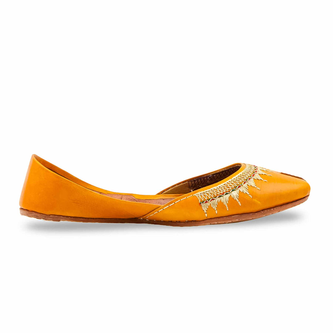 Yellow Leather Khussa For Women EC8893