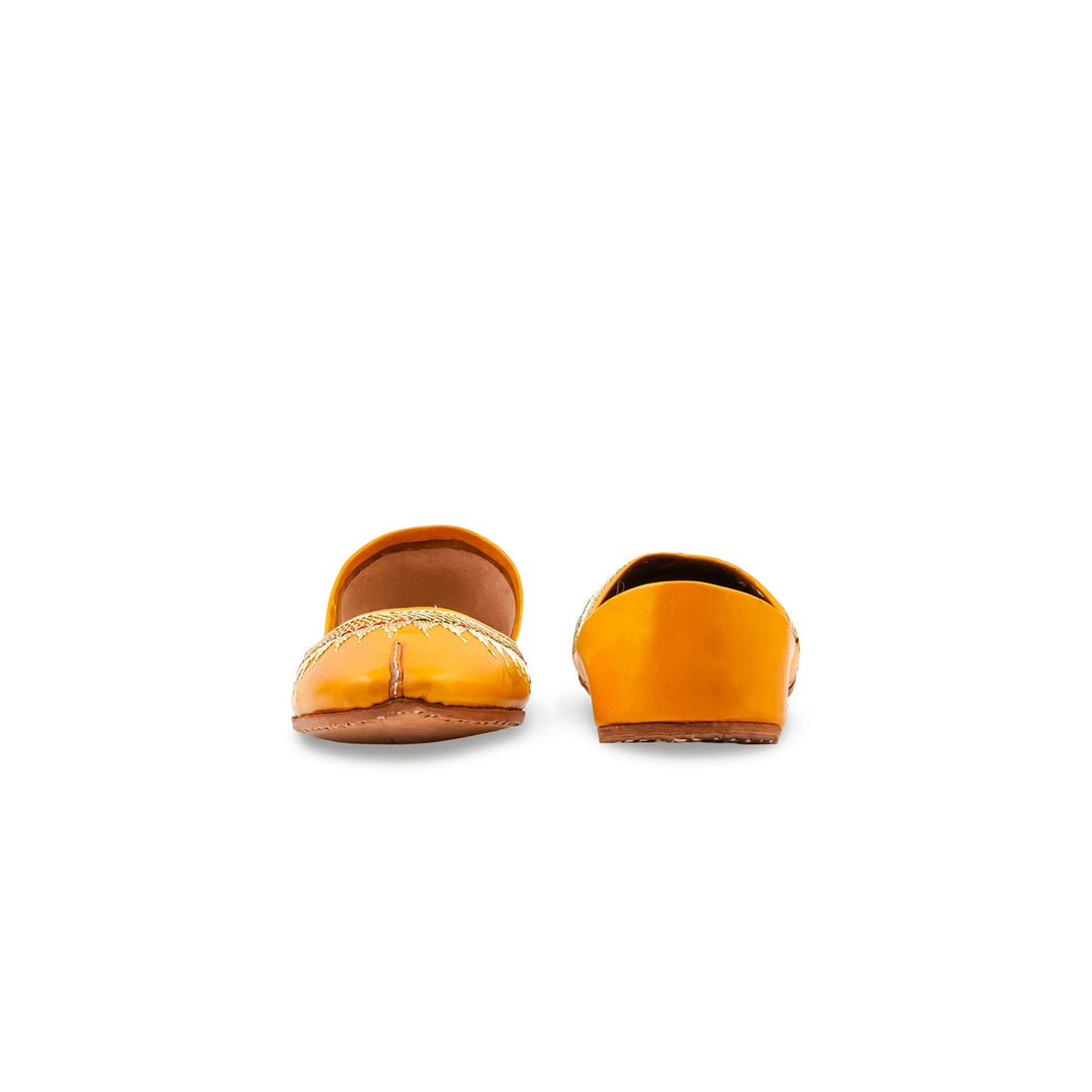 Yellow Leather Khussa For Women EC8893