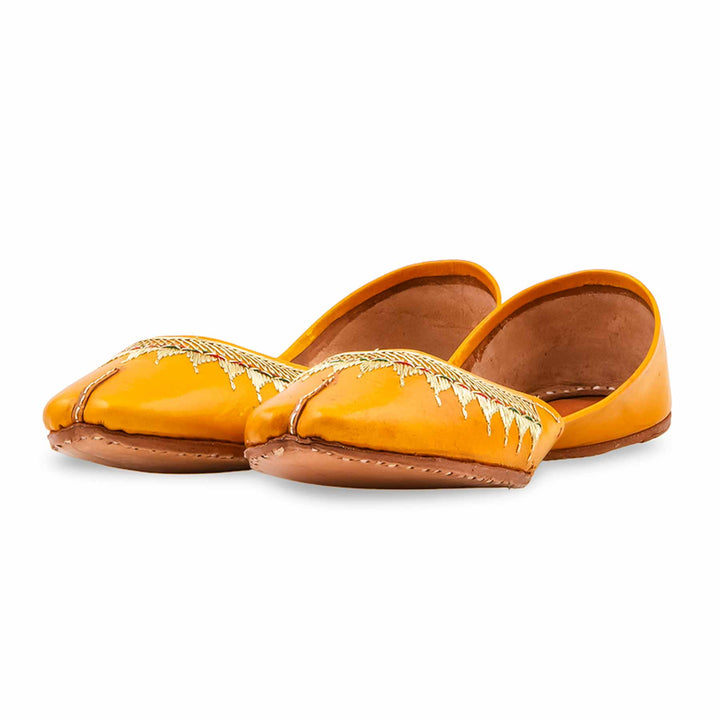 Yellow Leather Khussa For Women EC8893