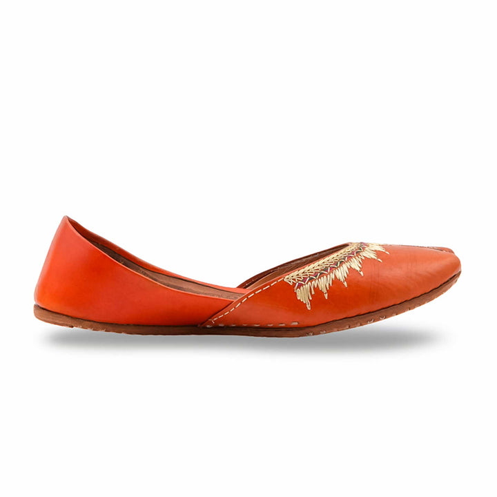 Orange Leather Khussa For Women EC8893