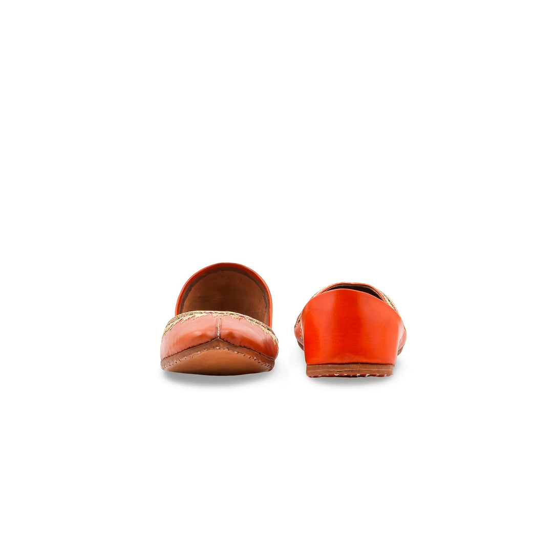 Orange Leather Khussa For Women EC8893