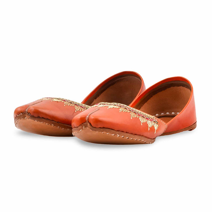 Orange Leather Khussa For Women EC8893