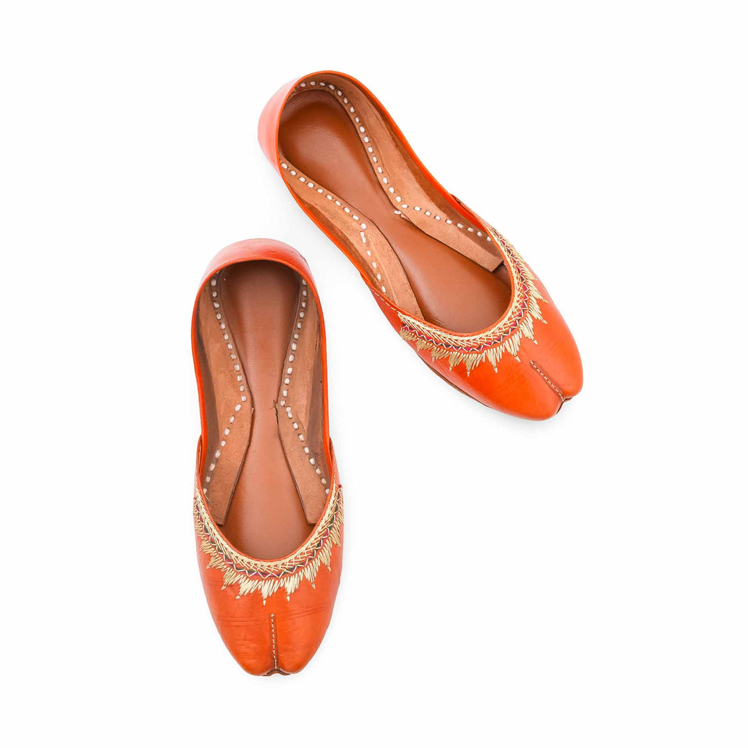 Orange Leather Khussa For Women EC8893