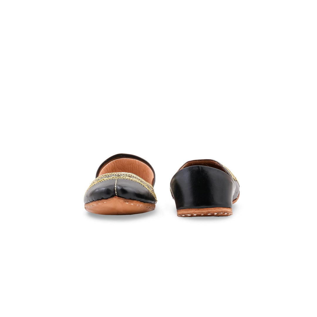 Black Leather Khussa For Women EC8894