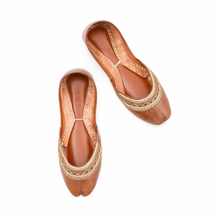 Brown Leather Khussa For Women EC8894