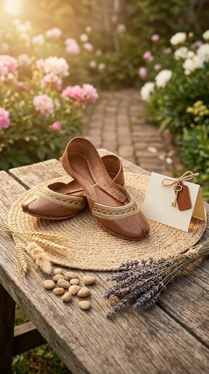 Brown Leather Khussa For Women EC8894