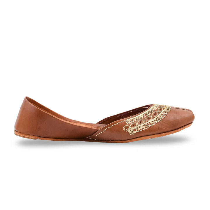 Brown Leather Khussa For Women EC8894