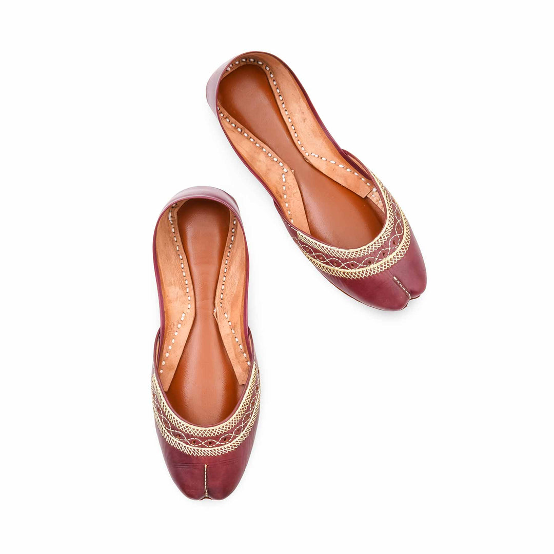 Maroon Leather Khussa For Women EC8894