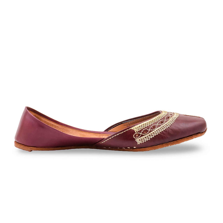 Maroon Leather Khussa For Women EC8894