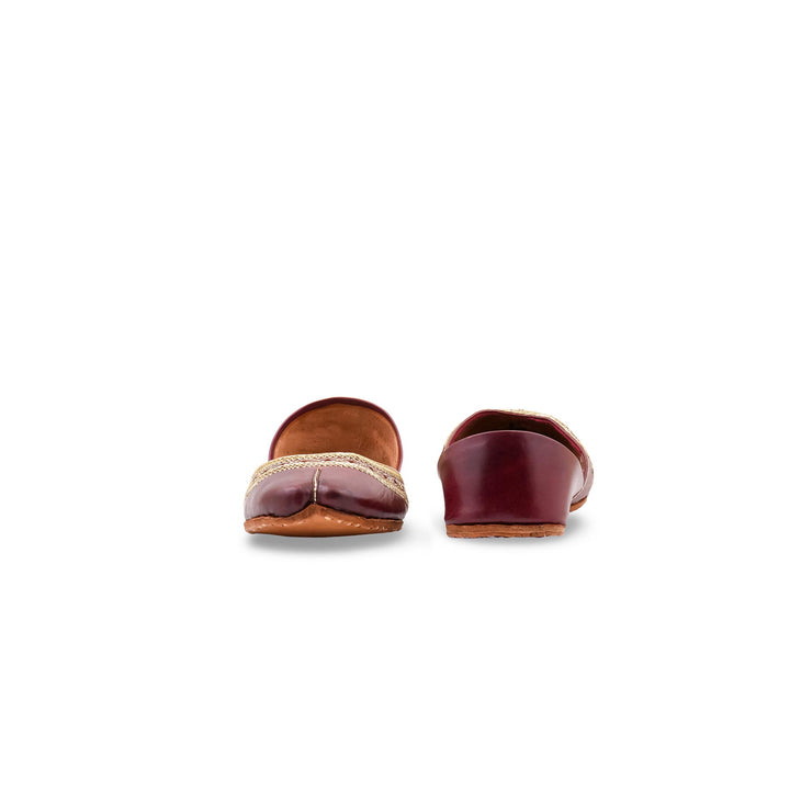 Maroon Leather Khussa For Women EC8894